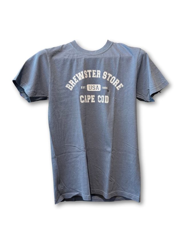 Brewster Store Distressed T-Shirt—Blue