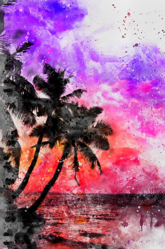 Purple Palm Tree Beach
