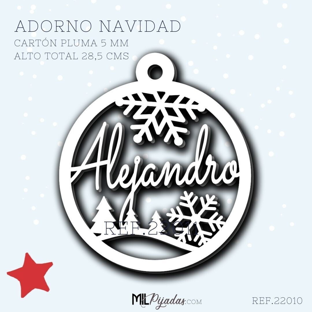Adorno Navidad GRANDE Cartón Pluma 28,5 cms