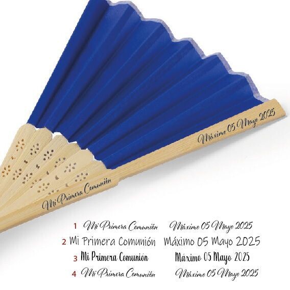 Set 15 Abanicos Madera Poliéster Económico Grabados