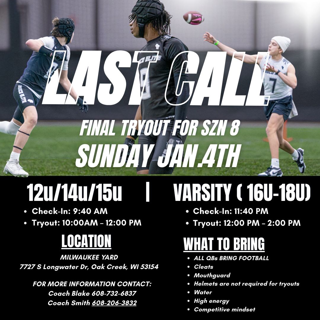 WISCO ELITE FINAL TRYOUT JAN 4TH