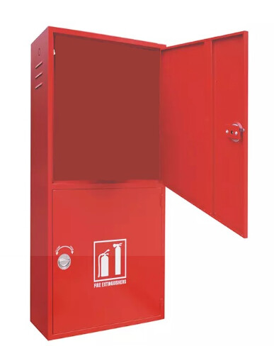 Double Door Full MS Cabinet for Hose Reel, Red, Surface Type