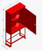 Self Standing Cabinet for 2 Fire Hoses & Branch Pipes, Full MS, Red Color