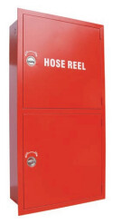 Recessed Double Door Cabinet for Hose Reel, Full MS, Red.