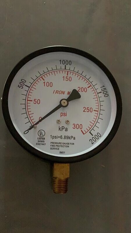 Water Pressure Gauge for Fire Fighting Line ,300 Psi, UL Listed