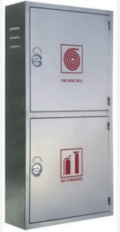 Double Door, Surface Type, Stainless Steel Brush Finish Fire Hose Reel Cabinet