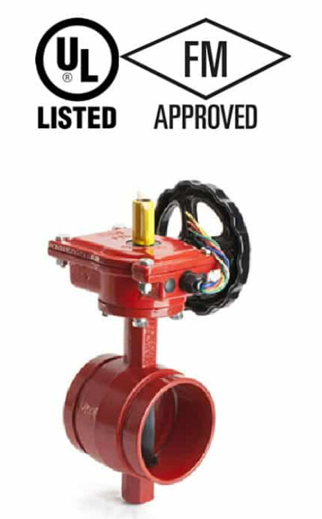 Butterfly Valve 4" ,Grooved Type with Supervisory Switch, UL Listed, Secure / FireGuard / Mech