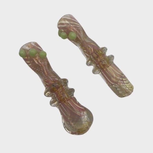 3.5&quot; GOLD FUMED CHILLUM W/ RINGS AND SLIME DOTS