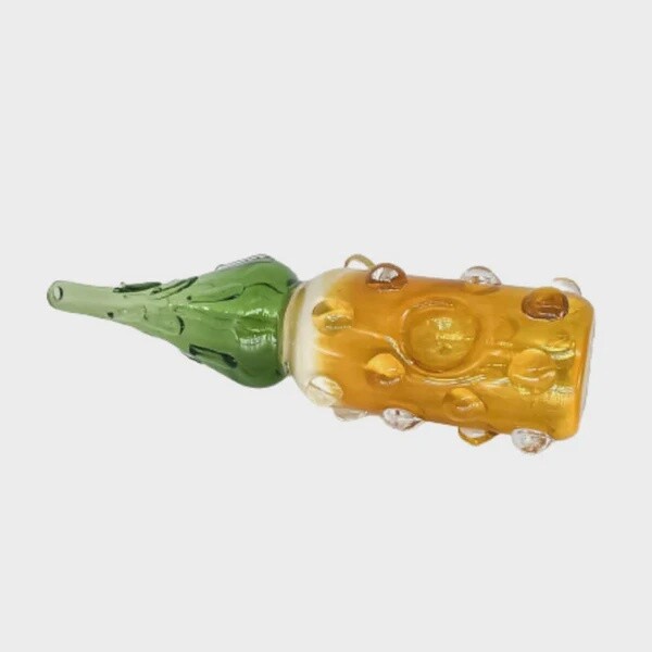 7&quot; Pineapple Pipe with Green Colortube  Top &amp; Carb