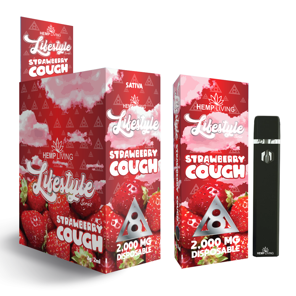 HEMP LIVING LIFESTYLE DELTA 8 DISPOSABLE STRAWBERRY COUGH
