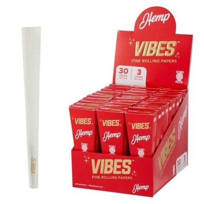 Vibes King Size 3 Fine Hemp Cones (Red)