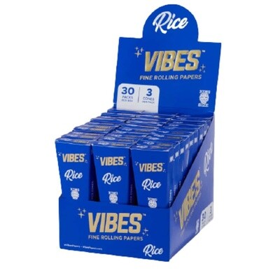 VIBES CONES KING SIZE RICE (BLUE)  3 PK COFFINS