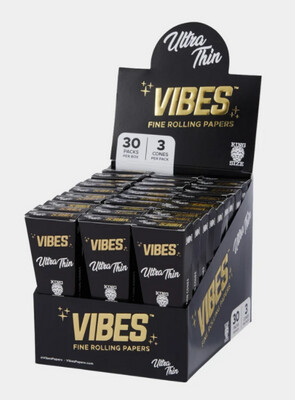 VIBES CONES KING SIZE ULTRA THIN (BLACK) 3 PK COFFIN