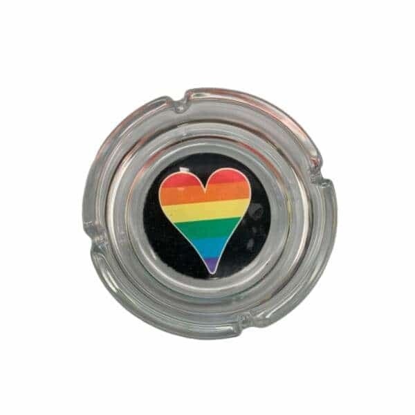 ROUND GLASS ASHTRAY PRIDE HEART