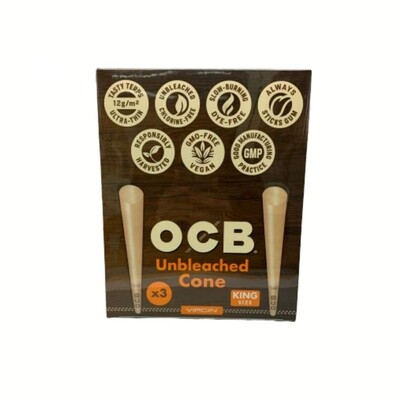 OCB VIRGIN K/S CONES 3 PK (UNBLEACHED)