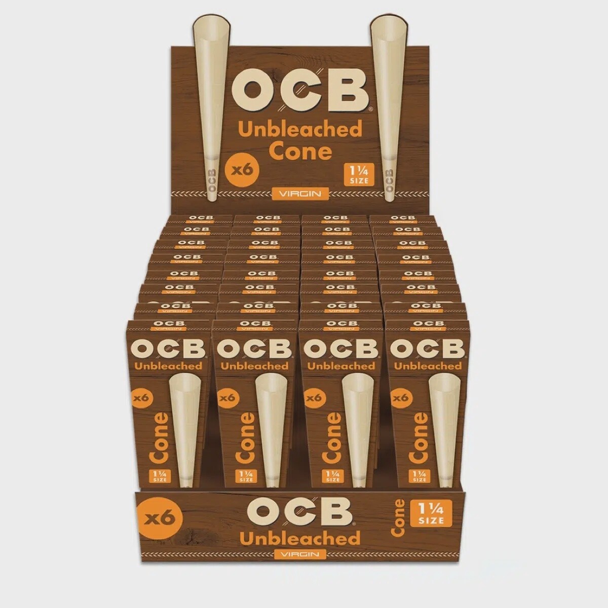 OCB VIRGIN 1 1/4 CONES 6PK (UNBLEACHED)