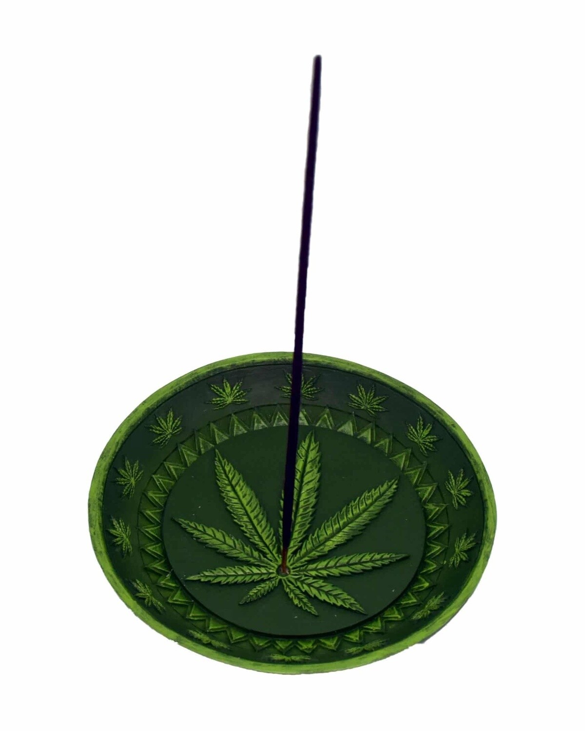 POT LEAF ROUND PLATE INCENSE BURNER