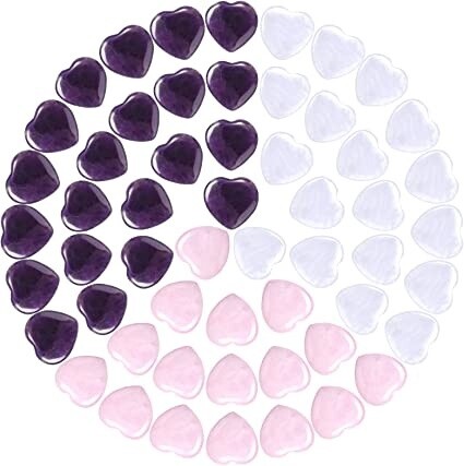 PINK PURPLE AND WHITE  HEARTS QUARTZ CRYSTALS