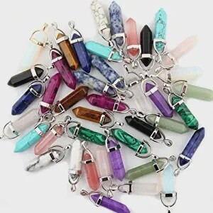 GEMSTONE PENDANT W/ BLACK ROPE