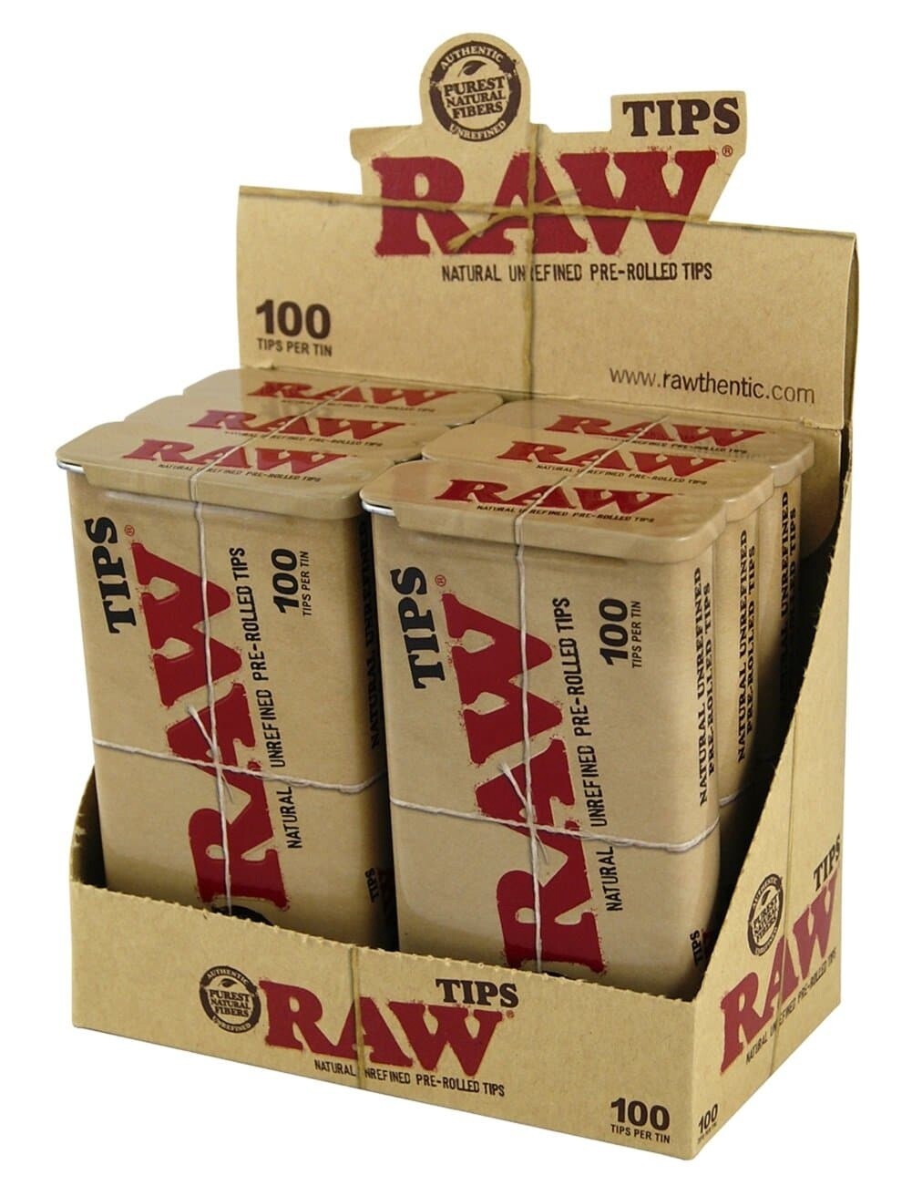 RAW PRE ROLLED TIPS 100CT TIN