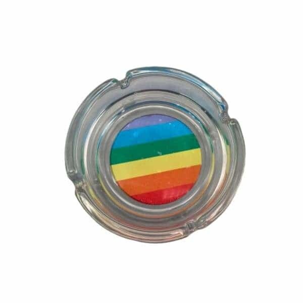 ROUND GLASS ASHTRAY RAINBOW