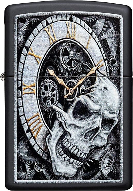 ZIPPO LIGHTER SKULL CLOCK