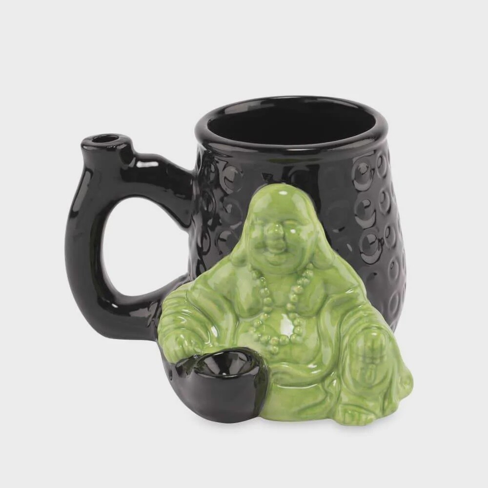 Ceramic Black and Green Buddha Mug Pipe