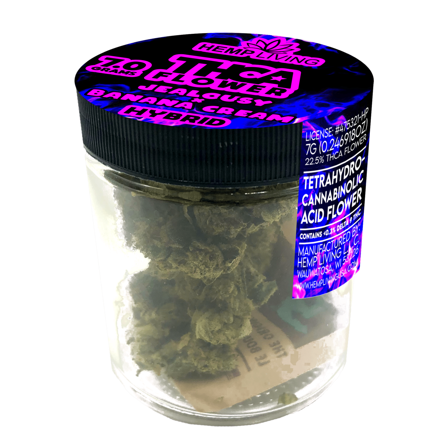 HEMP LIVING THCA FLOWER 7G JEALOUSY X BANANA CREAM