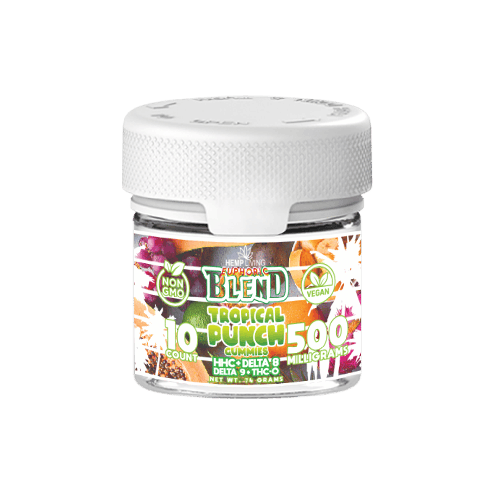 Hemp Living – HHC Euphoric Blend Gummies 10ct Jar 500mg – Tropical Punch