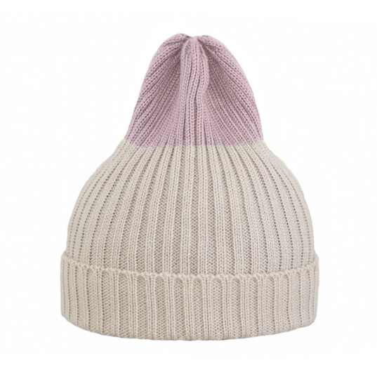 Двухцветная шапка Tamanegi бежевая/нежно-розовая