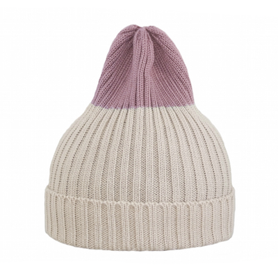Двухцветная шапка Tamanegi айвори/пыльно-розовая