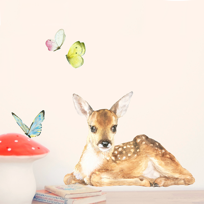 Интерьерная наклейка «Оленёнок + бабочки»