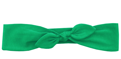Трикотажная повязка с бантиком зеленая