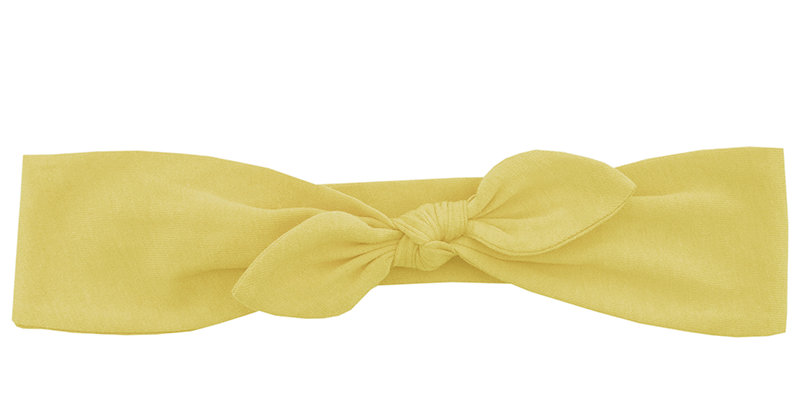 Трикотажная повязка с бантиком нежно-желтая