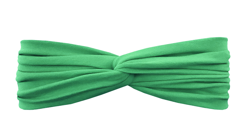 Трикотажная повязка перекрученная зеленая