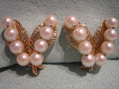 Pearl Earrings 1950s 14 Karat Gold