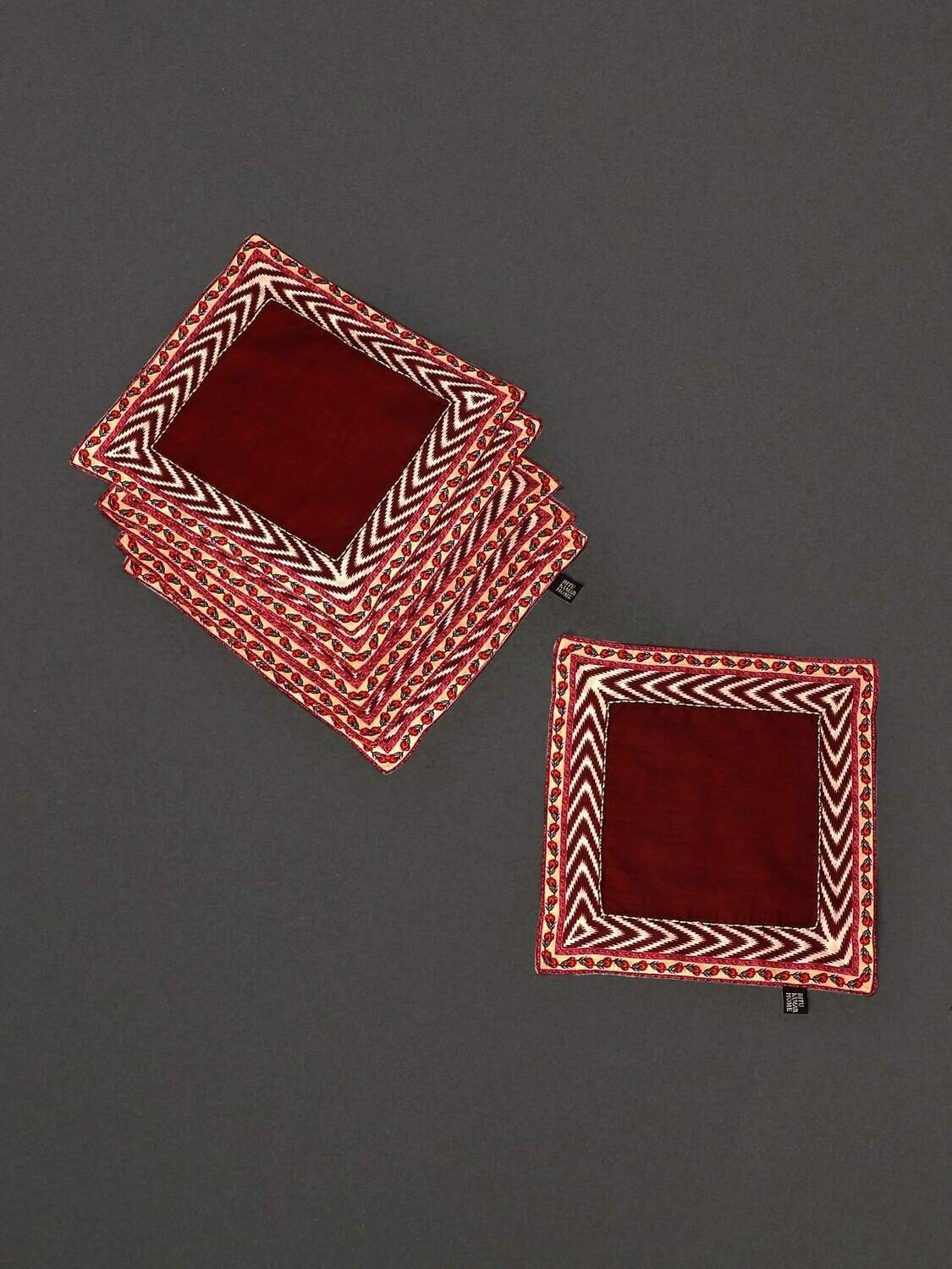 Ecru and Red Flora Reversible Dinner Napkin
