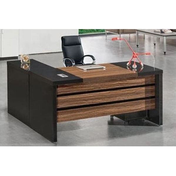 LUXURY L SHAPE OFFICE TABLE, Color: Brown