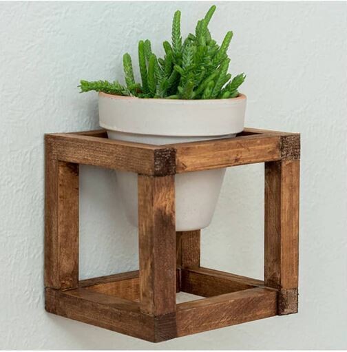 Polished cubical wooden frames with terracotta planters, Dimension: Product 1