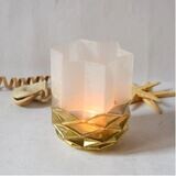 Pine Cone Ivory and Gold Candle Holder