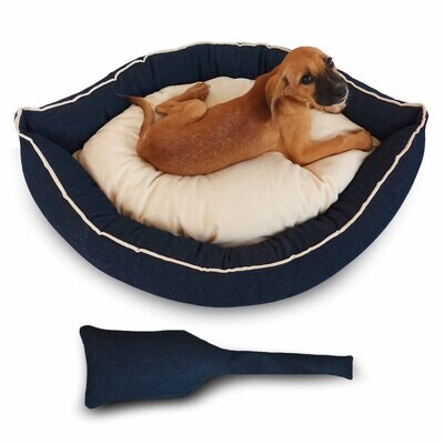 Lil Boaty Bolster Dog Bed with Two Cute Soft Paddles