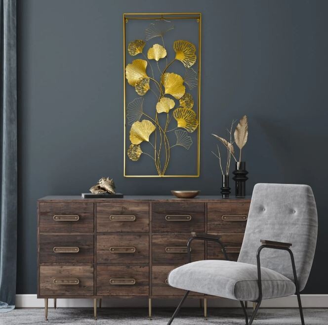 Gingko Leaves Panel Golden Wall Decor