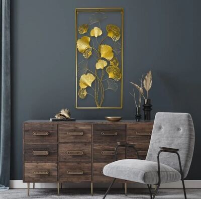 Gingko Leaves Panel Golden Wall Decor