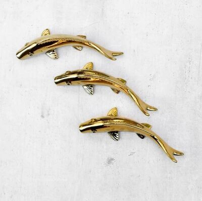Cleo Gold Fish Ceramic Wall Sculptures - Set of 3