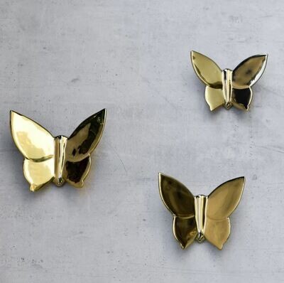 Cassidy Golden Butterfly Ceramic Wall Sculptures