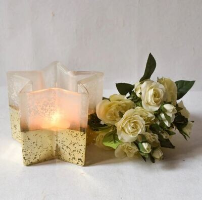Star-Shaped Ivory and Gold Candle Holder