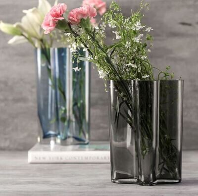 Noir Smoky Grey Glass Vase