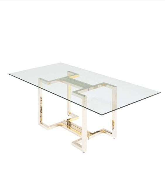 Glassy Classic Finish Dining Table with Top