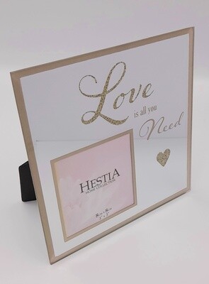 &#39;Love is all you need&#39; mirrored glass photo frame