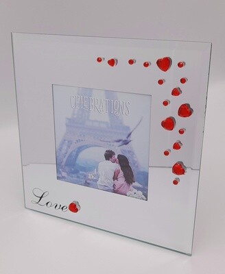 &#39;Love&#39; mirrored glass photo frame
